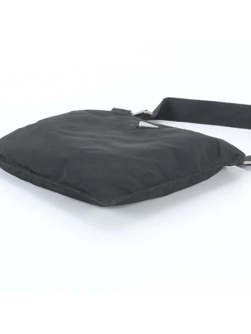 Prada Tessuto Nylon Triangle Logo Shoulder Bag Crossbody Messenger Black